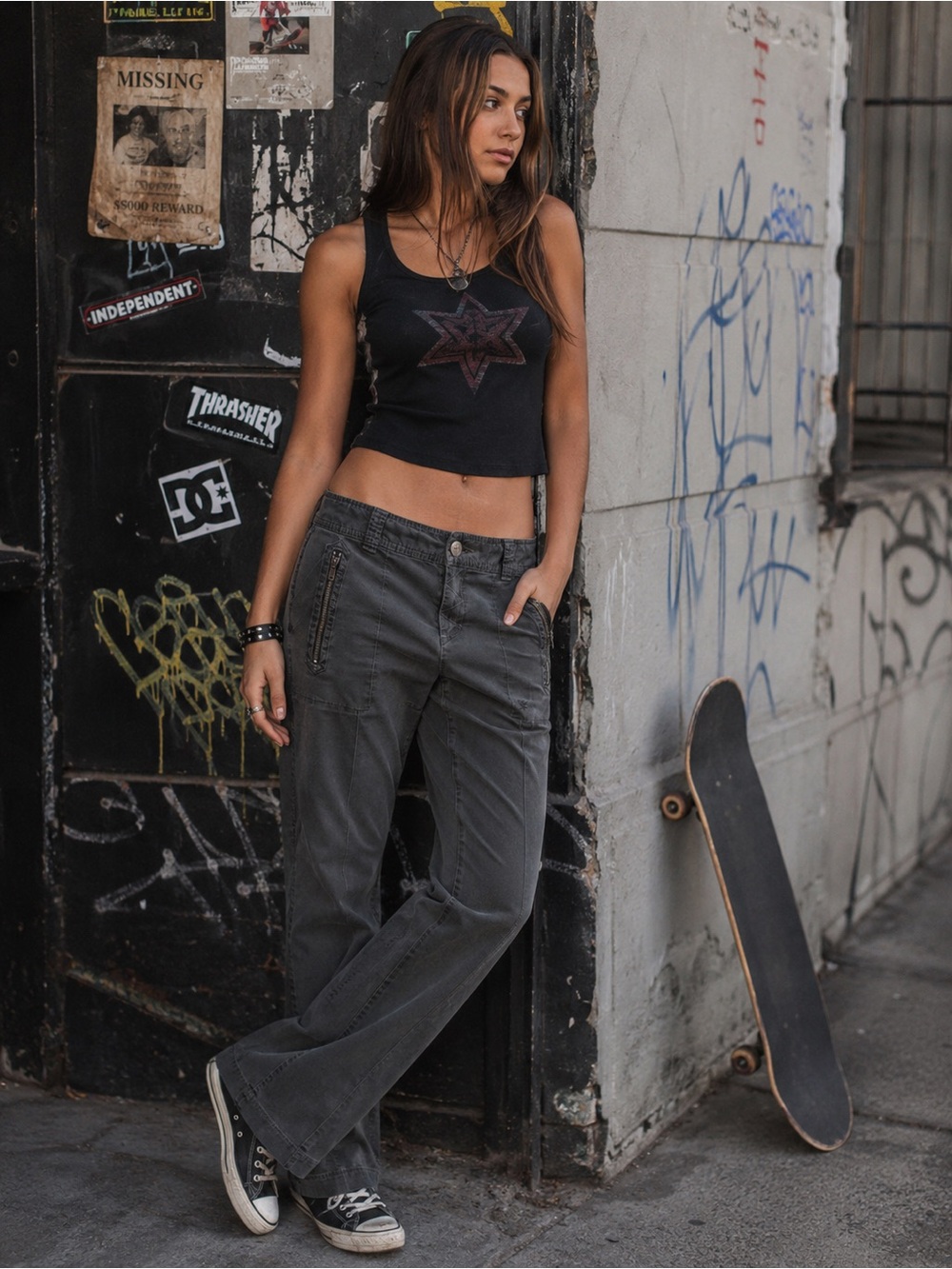 Y2K Zipper Pants Bootcut Athleta Grunge Skater